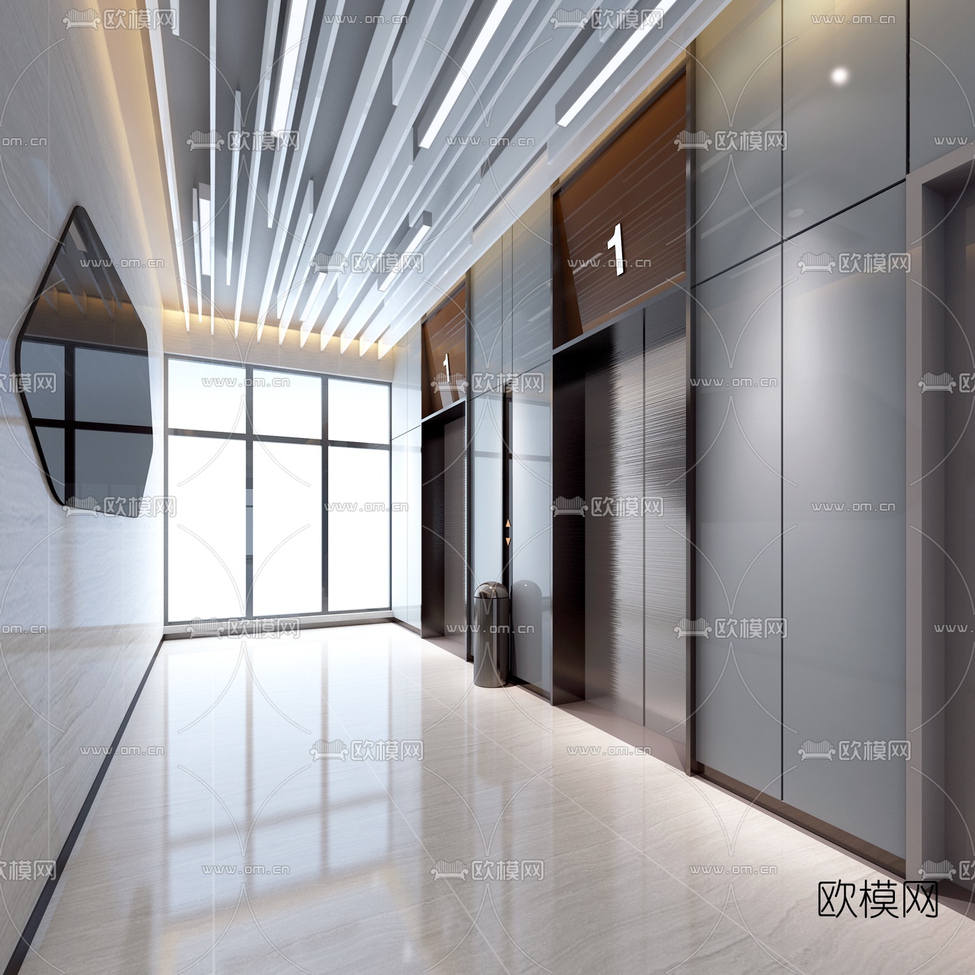 电梯厅走廊过道3d模型下载