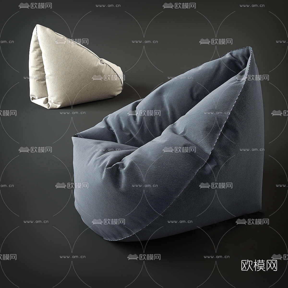 现代布艺懒人沙发su模型-免费3dmax模型库-欧模网