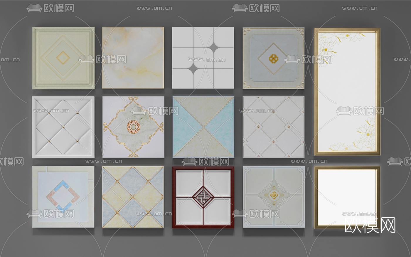 铝扣板吊顶天花组合3d模型下载-3dmax模型免费下载-欧模网