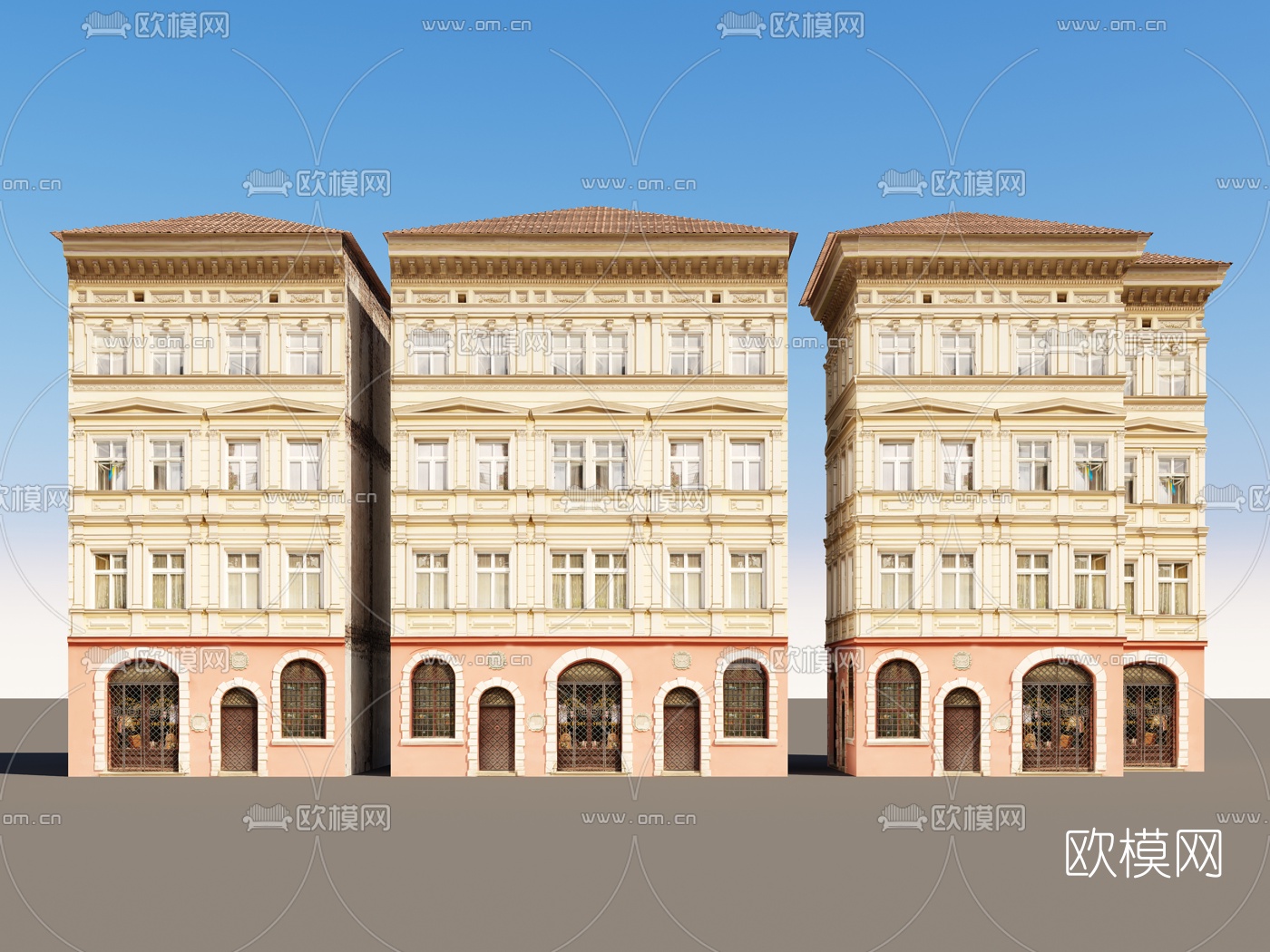 欧式复古小楼房建筑外观3d模型