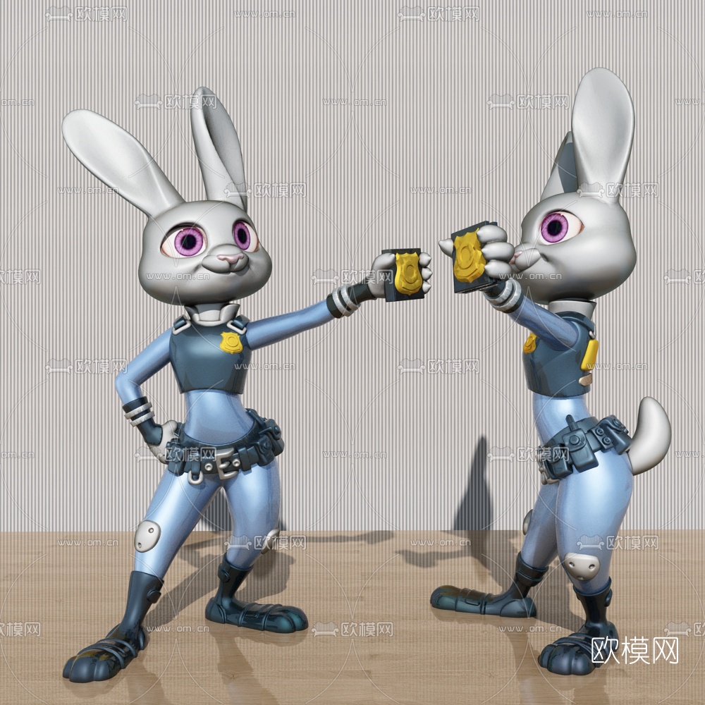 现代疯狂动物城兔子摆件3d模型
