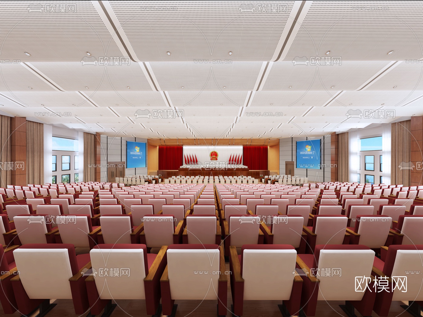 现代政府机关会议室报告厅3d模型