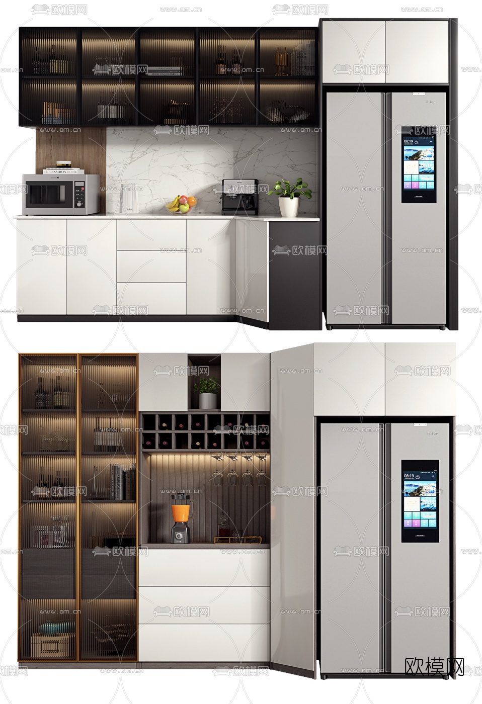 现代酒柜冰箱柜3d模型