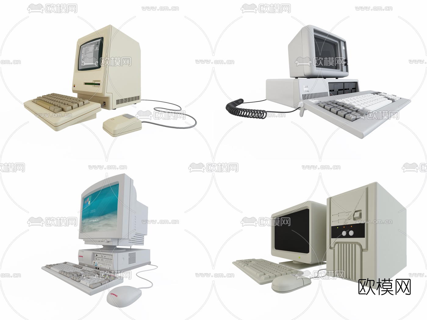 老式电脑计算机组合3d模型下载