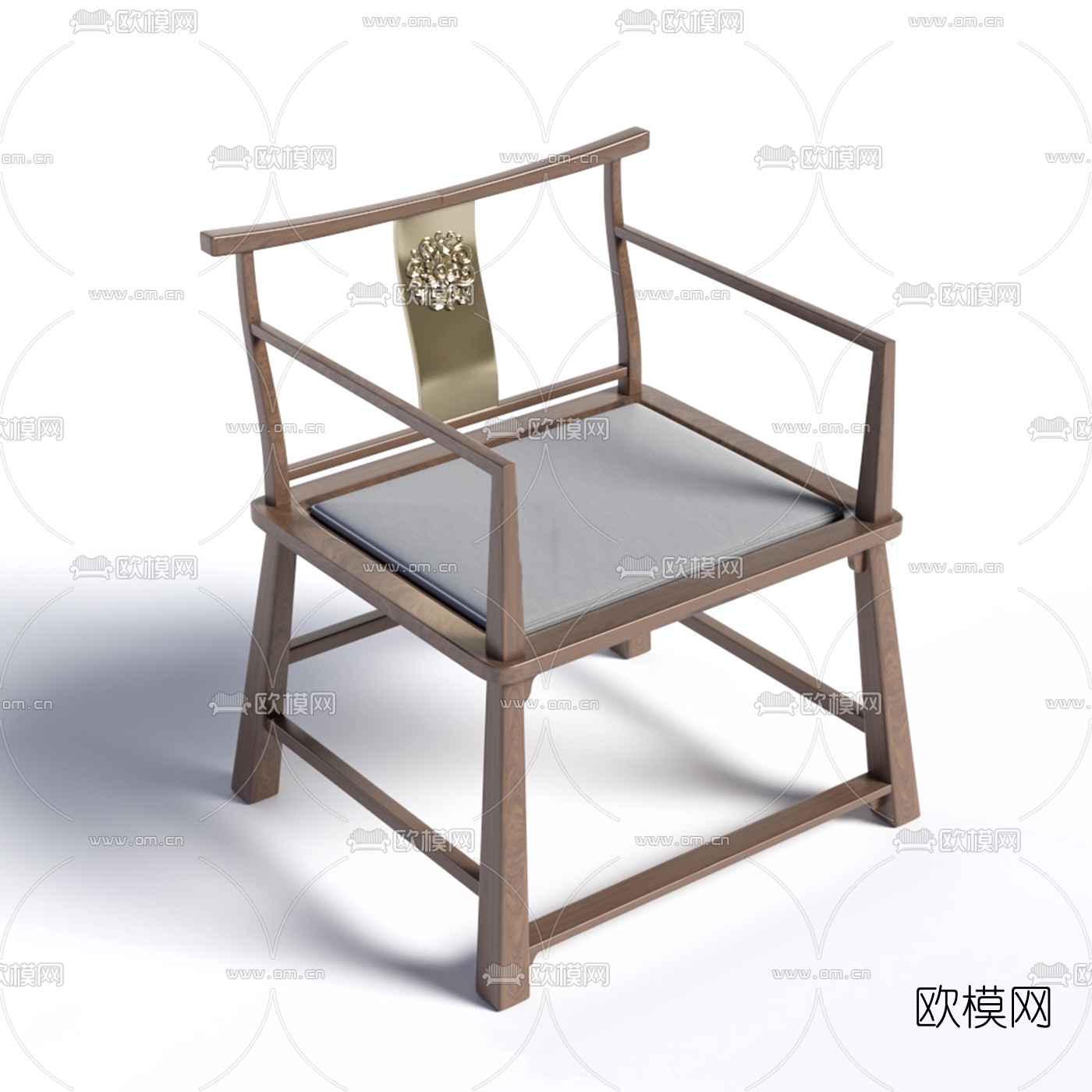 新中式实木官帽椅su模型