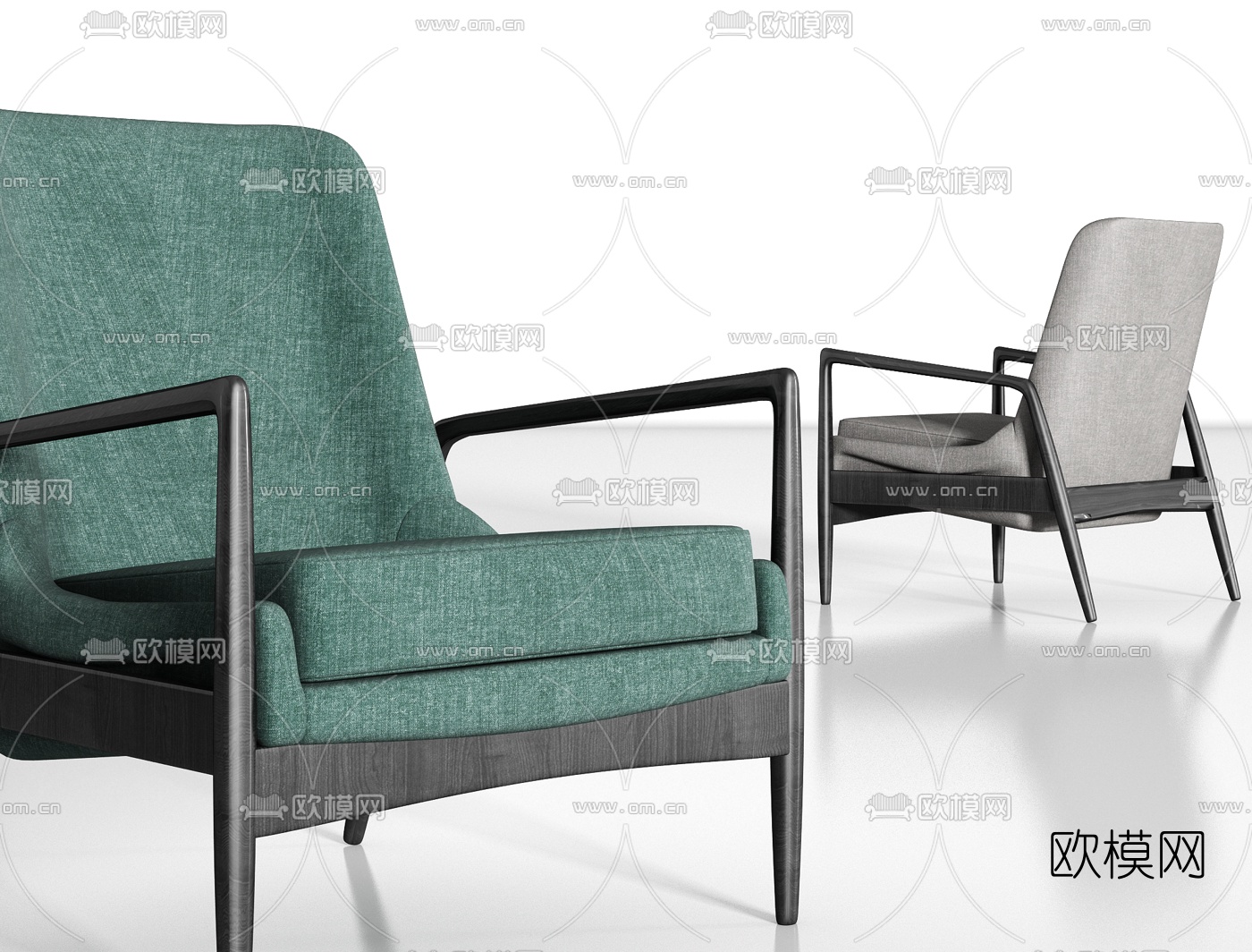 新中式布艺休闲椅3d模型