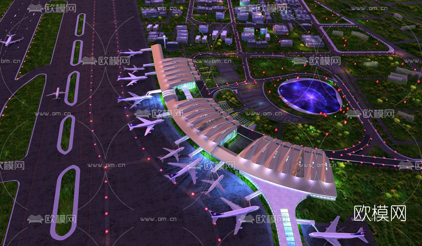 机场鸟瞰规划3d模型下载