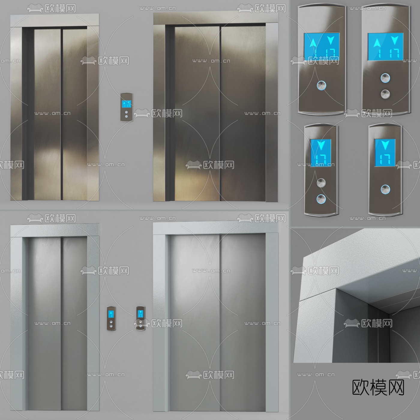 现代电梯门电梯开关3d模型
