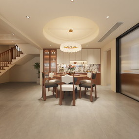 一楼客厅餐厅花园效果图