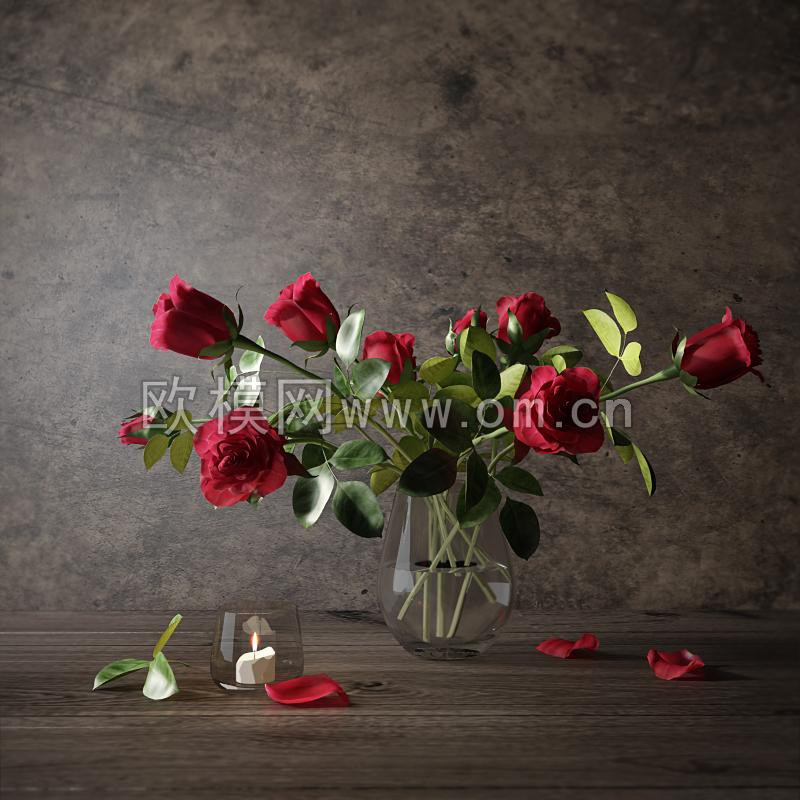 1现代玻璃花瓶玫瑰花摆件3D模型.jpg