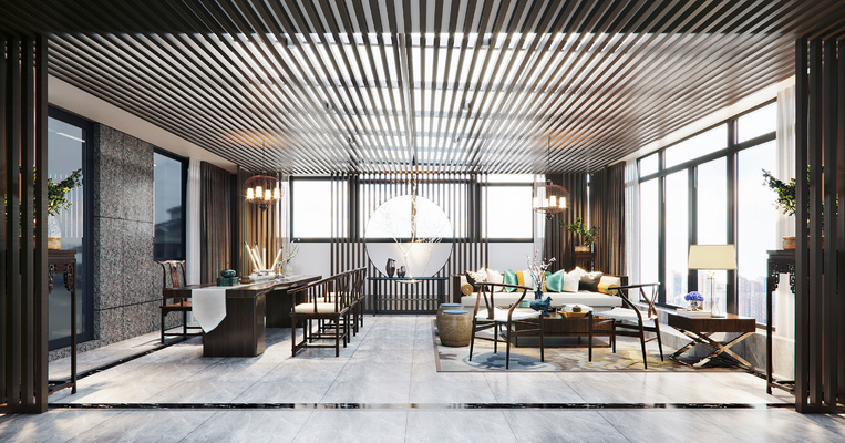 会客厅茶室3d模型