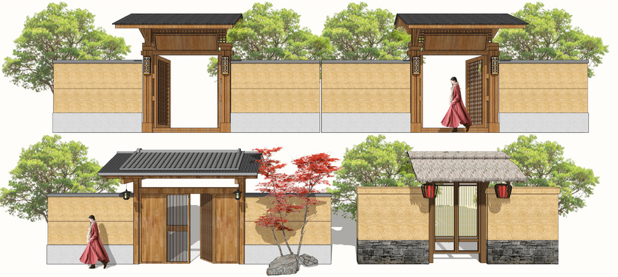 庭院大门su模型