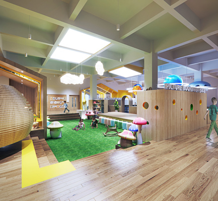 幼儿园门厅绘本室科技室3d模型