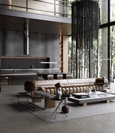 别墅大堂餐厅3d模型