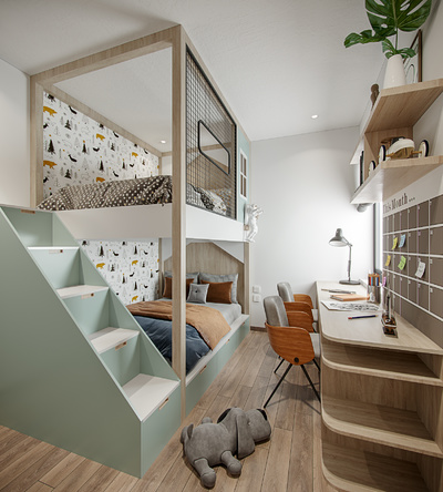 上下床儿童房3d模型