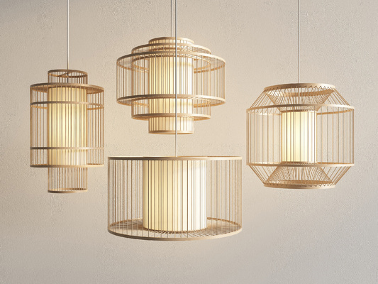 竹编吊灯3d模型