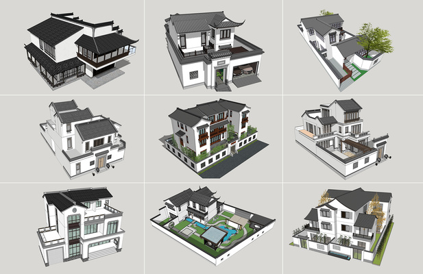 独栋别墅su模型