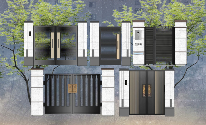 景观门头su模型