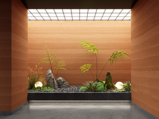 室内绿植假石小品3d模型