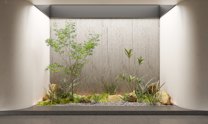 枫叶假石植物造景3d模型