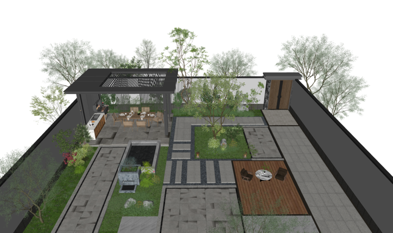 庭院 花园su模型