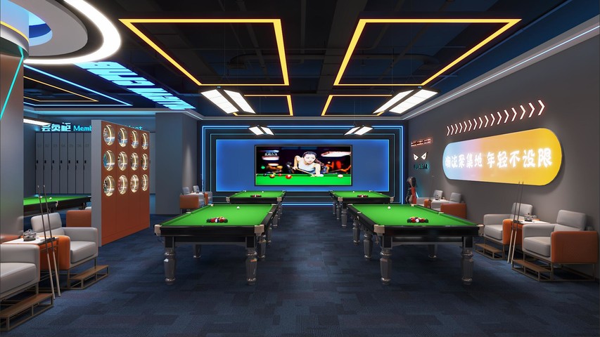 台球厅 台球室 桌球室3d模型