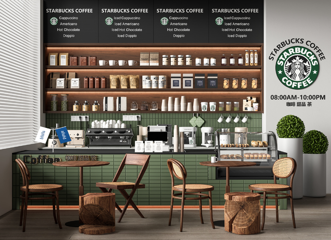 咖啡厅 咖啡馆收银台3d模型
