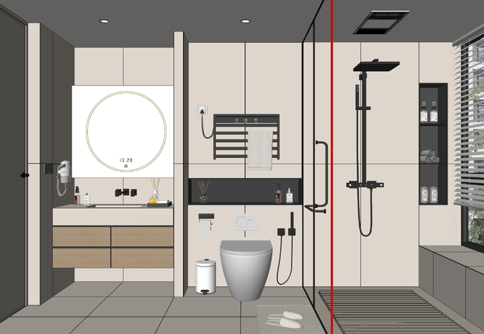 卫生间 浴室su模型