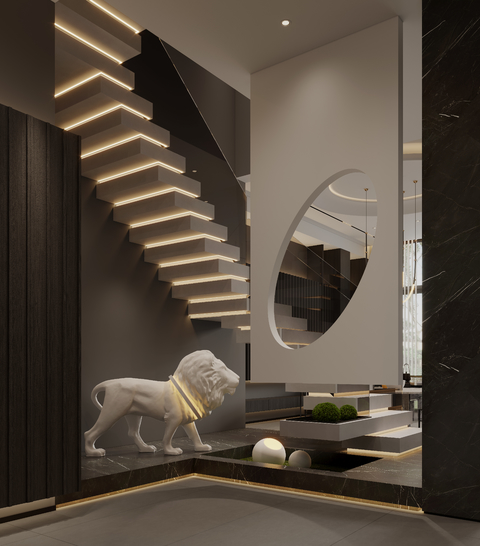 现代大平层效果图