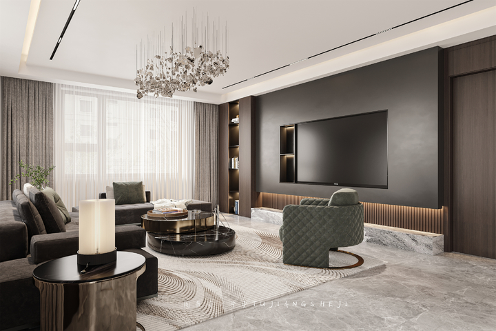 现代大平层效果图