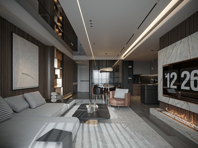 现代平层效果图