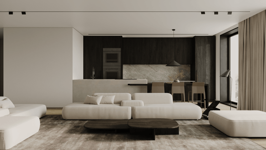 现代大平层效果图