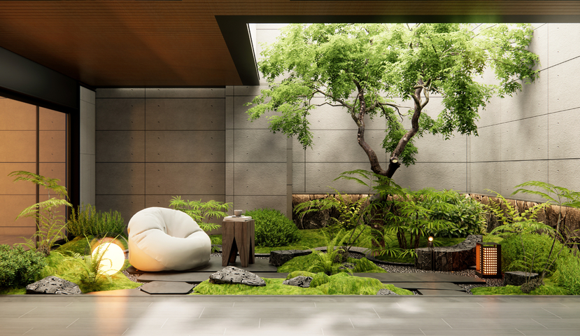 下沉庭院 天井庭院3d模型