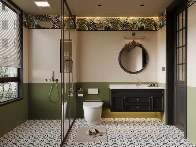 法式复古风卫生间 浴室柜 马桶淋雨隔断3d模型下载