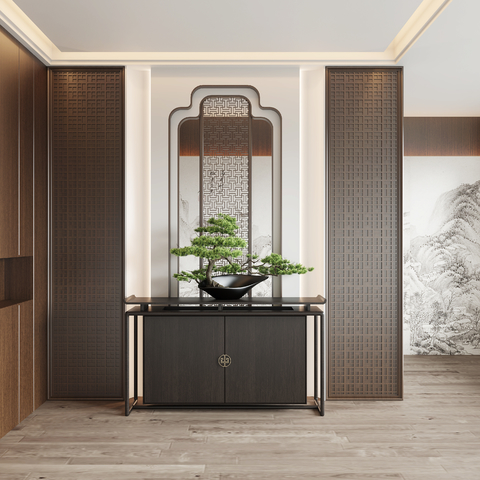 新中式玄关3d模型下载