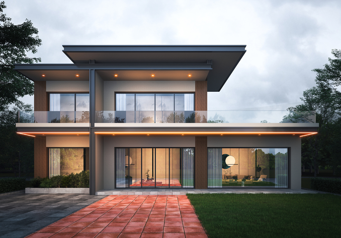 现代独栋别墅外观 自建房别墅3d模型下载