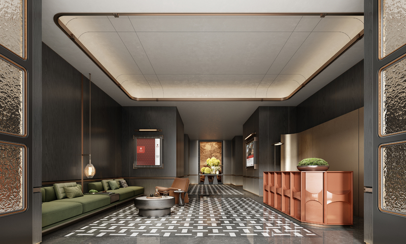 现代酒店大堂 酒店前台  大厅 酒店空间 前台3d模型下载