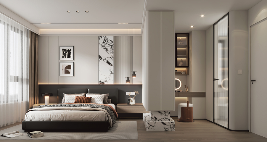 现代主卧3d模型下载