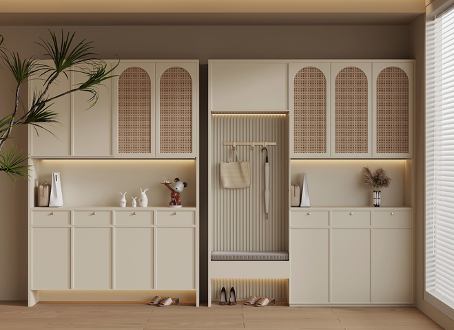 法式奶油风鞋柜3d模型下载