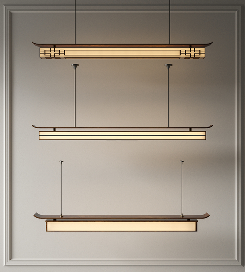 新中式吊灯 中式吊灯 装饰吊灯 艺术吊灯 长条吊灯3d模型下载