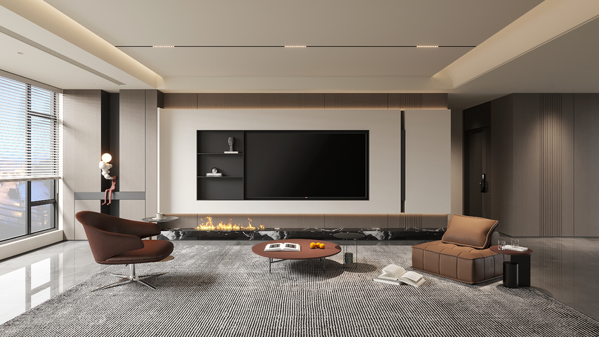 现代客厅3d模型下载