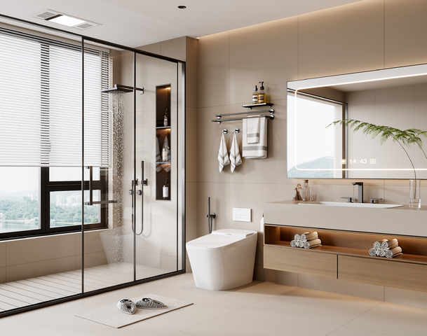 奶油风卫生间3d模型下载