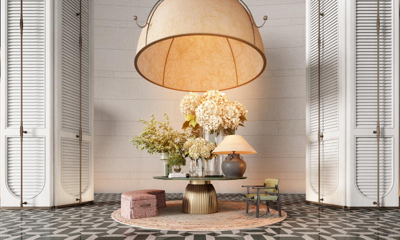 CCD酒店端景台 端景台花艺  玻璃花瓶 绿植摆件 苔藓su模型