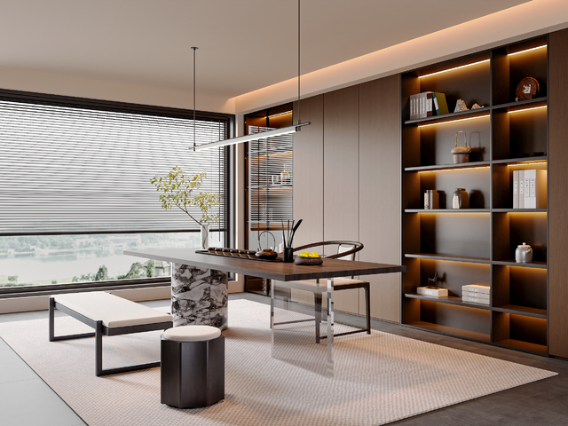 现代新中式茶室 茶室柜 茶室饰品摆件 茶桌椅组合3d模型下载