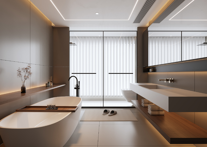 现代卫生间 浴室镜 浴室柜 浴缸 装饰品3d模型下载