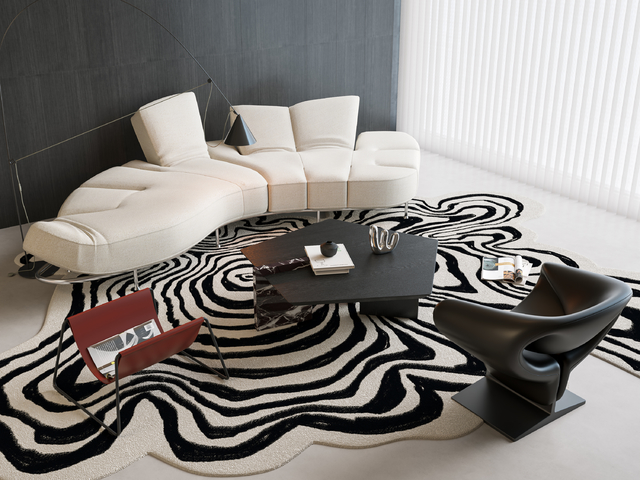 现代弧形沙发茶几组合 沙发茶几组合 双人沙发 客厅沙发 单椅3d