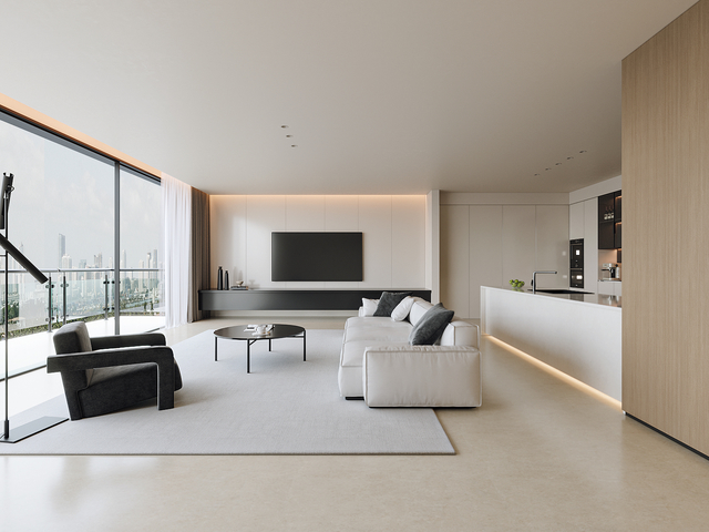 现代极简客厅3d模型下载