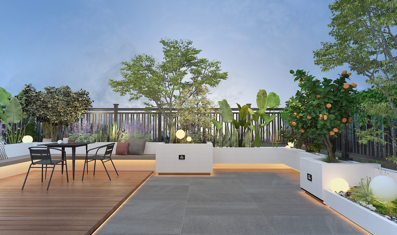 屋顶花园 别墅花园 阳光房 植物 天堂鸟 果树3d模型下载