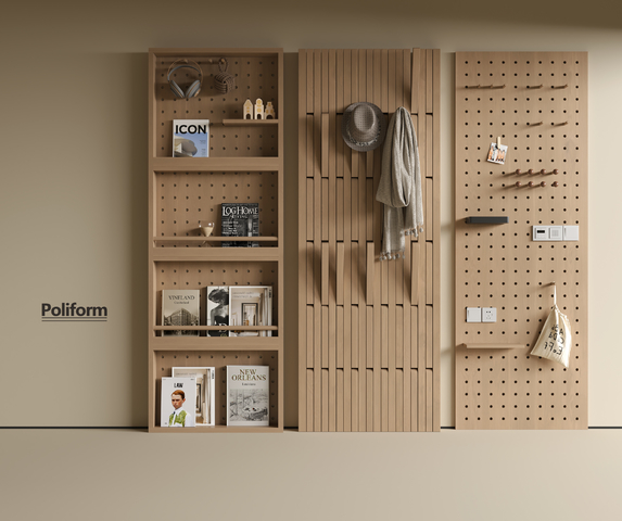 现代洞洞板置物架3d模型下载