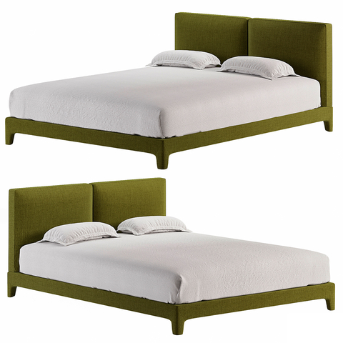 HC28绿色布艺双人床3d模型下载